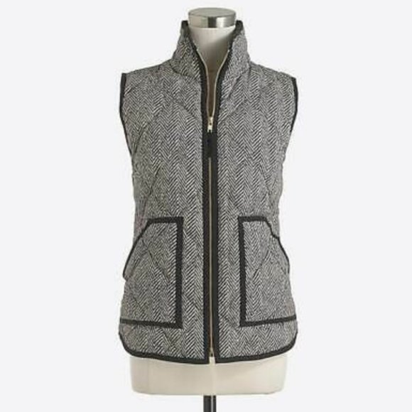 NWOT J. Crew Herringbone Gray and White Gold Vest Size Small - Picture 1 of 5